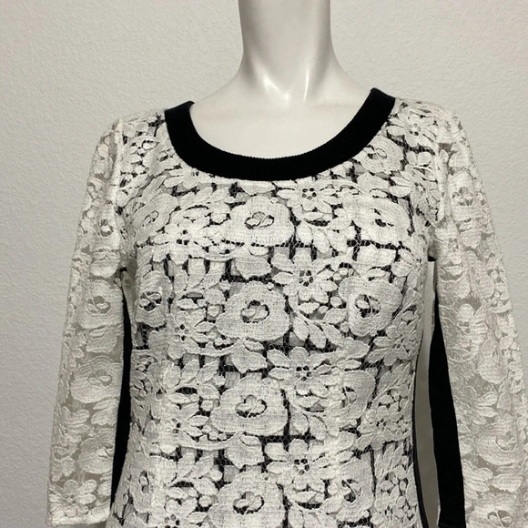 Tracy Reese White & Black Floral Lace High Low Mini Dress 0 - Picture 2 of 9